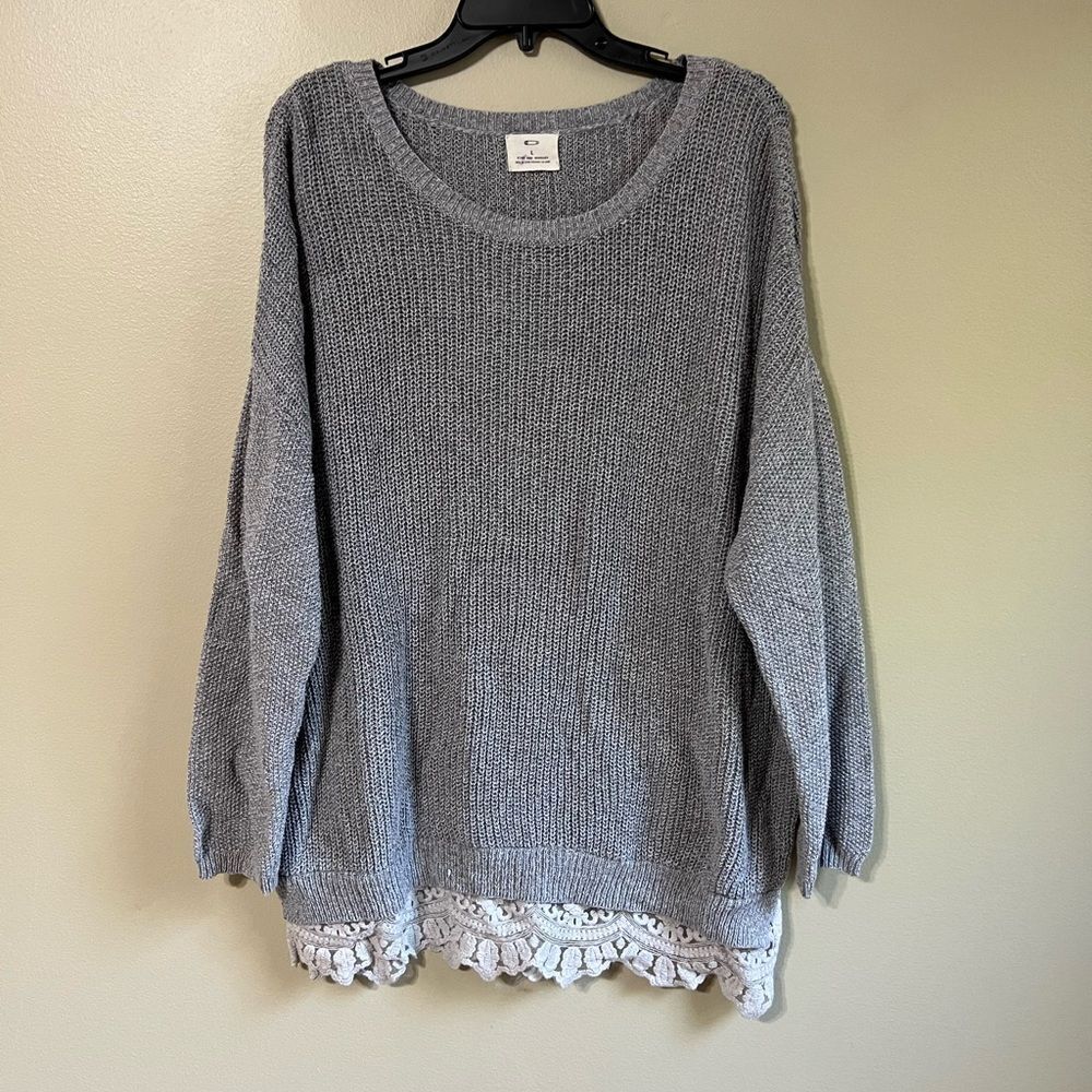 Anthro pins and needles‎ large grey sweater